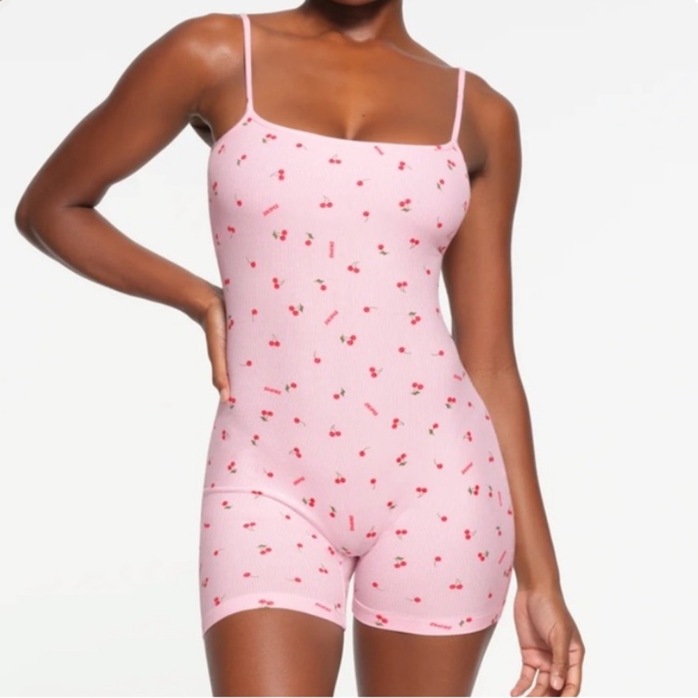 Skims soft lounge scoop onesie cherry blossom print